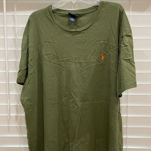 Men’s Polo by Ralph Lauren Olive Green Short Sleeve Tee Shirt w/Orange Horse XXL